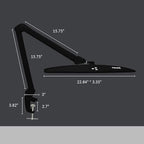 Neatfi Elite HD XL Task Lamp, 1600 Lumens, 84PCS SMD LED, 6500K, Non-Polar Dimming, Desk Light for Home, Office, and Study Room (Non-CCT with Clamp, Black, 22 Inches)