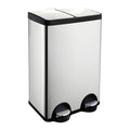 JM ·YIPENG Kitchen Trash Can, 2 x 8 Gallon (2 x 30 L) Recycling Bin with Lid, Double Trash Can, Soft-Close Foot Pedal, 2 Compartments Garbage Cans for Kitchen, Dual Trash Cans, Silver