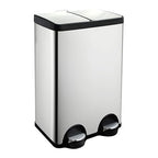 JM ·YIPENG Kitchen Trash Can, 2 x 8 Gallon (2 x 30 L) Recycling Bin with Lid, Double Trash Can, Soft-Close Foot Pedal, 2 Compartments Garbage Cans for Kitchen, Dual Trash Cans, Silver