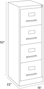 Scranton and Co 22" Deep 4 Drawer Letter File Cabinet in Putty, Fully Assembled