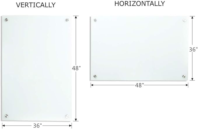 JYYPWB Magnetic Glass Whiteboard with Eraser 48" x 36" Frameless Tempered Glass Dry Erase Board with Marker Tray for Office, Wall Mounted Writing Board (White)