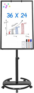 Mobile Whiteboard – 36 x 24 inches Portable Magnetic Dry Erase Board, 3' x 2' Stand Easel White Board Dry Erase Easel Standing Board w/Flipchart Hooks (Black)