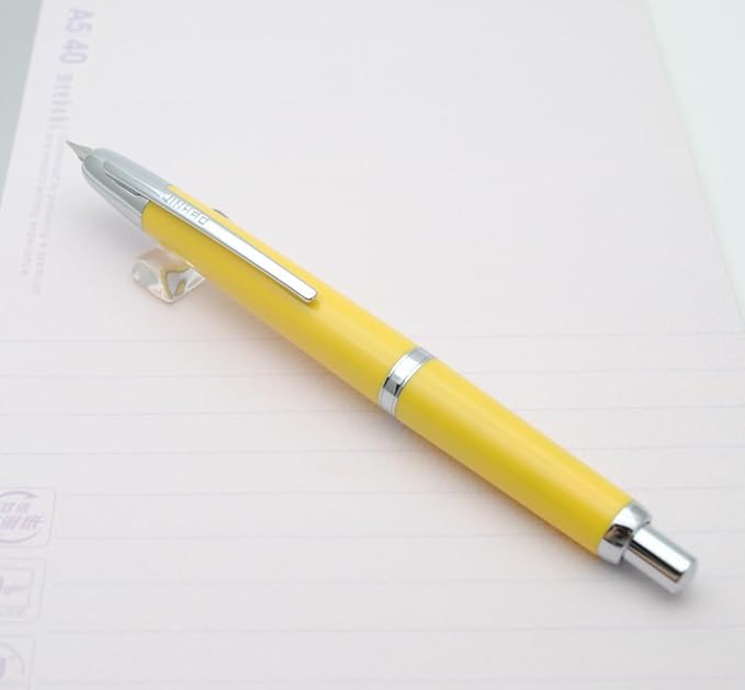 JINHAO 20 Press Fountain Pen, Retractable Capless Resin Pen with Ink Converter (EF Nib 0.4mm, Lemon Yellow)