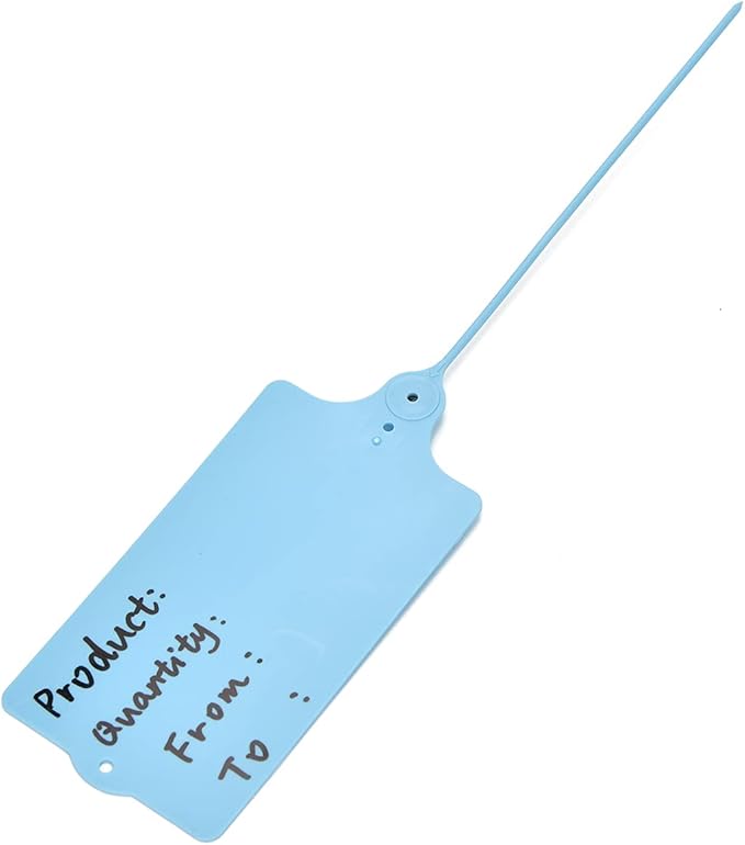 100 Plastic Shipping Tags - Waterproof, Writable, Hanging Tags with One Blue Marker Pen