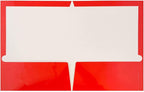 JAM PAPER Laminated Two Pocket Glossy School Folders - Letter Size - High Gloss Red - Bulk 25/Pack