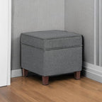 Adeco Chest and Footrest-Square Seat Storage Bench Ottoman, Gray