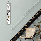 SRongmao Welcome To Our Home Porch Sign Personalized Welcome Sign for Front Door Custom Family Name Signs Standing Vertical Rustic Farmhouse Bee Decor for Front Door Wall Decor