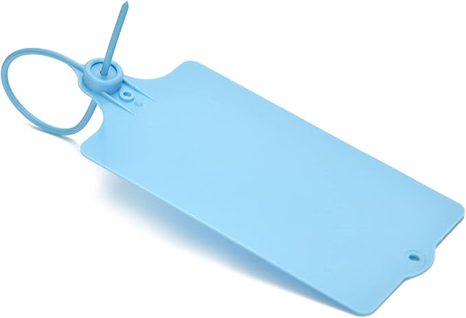 100 Plastic Shipping Tags - Waterproof, Writable, Hanging Tags with One Blue Marker Pen