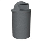 Campus Collection 55 Gallon Round Plastic Heavy Duty Commercial Indoor or Outdoor Trash Can with Push Open Dome Lid and Internal Liner | Great for Schools and Businesses - Dark Granite
