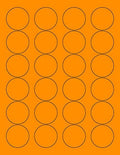 8-1/2 x 11" Neon Color High Light Fluorescent Labels for Laser & Inkjet Printer (Orange Fluorescent, 1.66" Round - 24 Per Page | 2400 Labels)