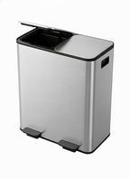Garvee Trash Can, 2 x 10.6 gal (2 x 40 L) Garbage Can for Kitchen Dual Compartment Recycling Kitchen Step Trash Bin, Stainless Steel Trash and Recycle Bin Combo with Soft-Close Lid,Silver