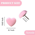 Aoxsie 28pcs Decorative Cute Push Pins Heart Pink Thumbtacks Thumb Tacks Pushpins for Bulletin Cork Boards Office Products
