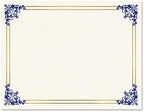 Empire Blue, Gold & White Parchment Certificate Papers - Pack of 25, Laser & Inkjet Printer Compatible, for Office, Business Awards, Graduation, School Diplomas, 8-1/2" x 11" on 60 lb. Stock