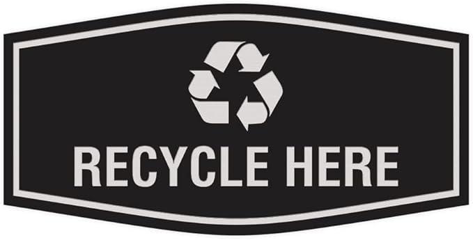 Fancy Recycle Here Sign (Black/Silver) - Small