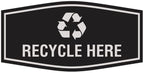 Fancy Recycle Here Sign (Black/Silver) - Medium
