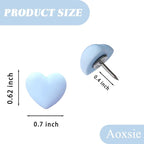Aoxsie 28pcs Decorative Cute Push Pins Heart Blue Thumbtacks Thumb Tacks Pushpins for Bulletin Cork Boards Office Products