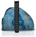 Nature's Decorations Teal Agate Bookends – A+ Grade Geode Heavy Duty Decorative Stone Crystal Book Ends for Shelves & Bookcases, Natural Polished Bookshelf Decor, 1 Pair 6-8Lbs