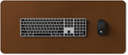 POUT TekDec Mat – Vegan Leather Desk Pad (31.5×13.4in / 80×34cm), Water-Resistant Surface, Anti-Slip Base, Scratch & Heat Protection, Multi-Functional Writing & Mouse Pad – Cinnamon Brown