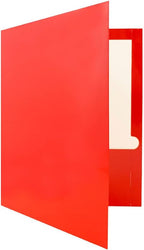 JAM PAPER Laminated Two Pocket Glossy School Folders - Letter Size - High Gloss Red - 6/Pack