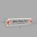 Signs ByLITA Floral Pattern Customized Nameplate | Rustic Rose Personalized Full Color Acrylic Desk Sign