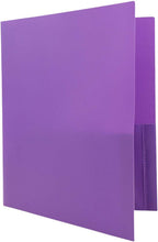 JAM PAPER Plastic Color POP Folders - 2 Pocket Durable Folders with Metal Prongs Fastener Clasps - Purple - 6/Pack