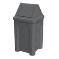 Sturdy Essentials 32 Gallon Square 100% Recycled Plastic Heavy Duty Outdoor Commercial Trash Can with Easy Access Swing Top Lid | Great for Schools and Businesses - Dark Granite