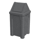 Sturdy Essentials 32 Gallon Square 100% Recycled Plastic Heavy Duty Outdoor Commercial Trash Can with Easy Access Swing Top Lid | Great for Schools and Businesses - Dark Granite