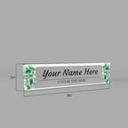 Signs ByLITA Floral Pattern Customized Nameplate | Eucalyptus Personalized Full Color Acrylic Desk Sign