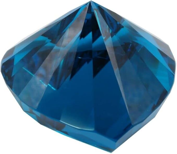 Zoogamo 3” / 80 mm Turquoise Diamond Heart Shaped Glass Crystal Paperweight – Home Office Decor & Valentine's Day Gift Wedding Favors Centerpieces Decoration with Gift Box