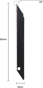Gomake 9mm Utility Knife Replacement Blades,30 Degree Snap Off Carbon Steel Blades for Retractable Cutting Knives, Hobby, Craft Knife, Box Cutter 100PCS-Black