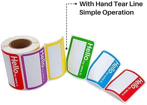 L LIKED 400 Stickers -3.5" x 2.25" Colors Plain Name tag Labels for Clothes with Perforated Line for Kids (Hello My Name is - 400 Labels)
