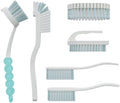 CN1ST 6 PCS Cleaning Brush, Scrub Brush Set for Kitchen and Bathroom Household Use with Various Brushes for Cleaning Dishes, Tiles, Corners and Floors Sky Blue
