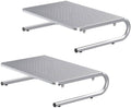 suptek Monitor Stand Riser, Laptop Holder Printer Riser Desk Accessories, Vented Metal Platform and 4 inches Height Underneath Storage for Office Supplies (MST004S-2), 2 Pack, Silver