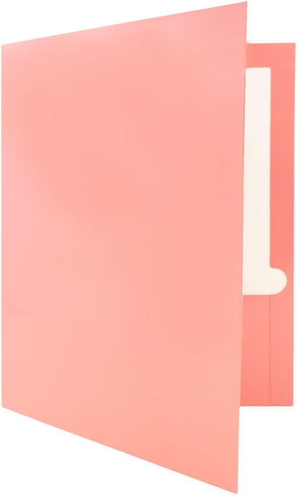 JAM PAPER Laminated Two Pocket Glossy School Folders - Letter Size - High Gloss Baby Pink Pastel - Bulk 25/Pack