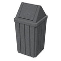 Sturdy Essentials 32 Gallon Square Slatted 100% Recycled Plastic Heavy Duty Outdoor Commercial Trash Can with Swing Top Lid | Great for Schools and Businesses - Dark Granite