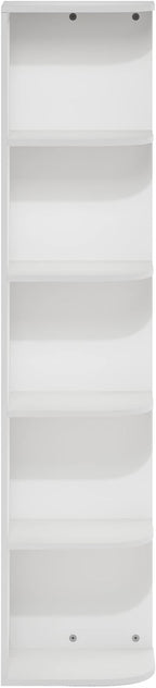 Furinno PASIR Book Shelf, 5-Tier Corner Bookshelf, Open Shelves Bookcase 9.3 x 12 x 51.7, for Living Room, Bedroom, Home Office, White
