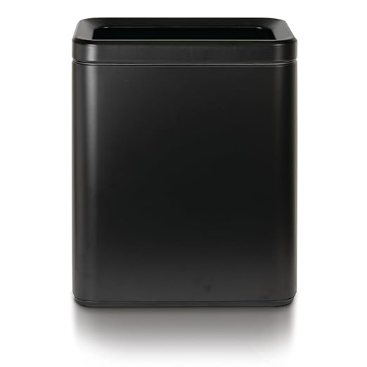 Clorox Slim Open Trash Can - 2.6 Gallon (10 Liter) Small Metal Waste Basket with Removable Bucket for Narrow Spaces - Stainless Steel Garbage Bin for Bathroom, Bedroom, or Office, Black