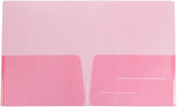 JAM PAPER Plastic Light Weight Flexible Two Pocket Presentation Folders - Red - 12/Pack