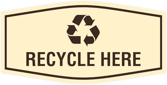 Fancy Recycle Here Sign (Ivory/Dark Brown) - Large