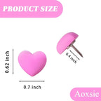 Aoxsie 28pcs Decorative Cute Push Pins Heart Red Thumbtacks Thumb Tacks Pushpins for Bulletin Cork Boards Office Products