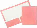JAM PAPER Laminated Two Pocket Glossy Folders - Baby Pink Pastel - 3/Pack