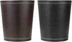 KINGFOM Classic Pu Leather Trash Can Wastebasket, Garbage Container Can for Bathrooms, Powder Rooms, Kitchens, Home, Office and and High Class Hotel Round Brown