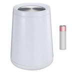 YOJIA 2.6 Gallon Bedroom Trash Can with tainless Steel Lid,Business Trash Bin，Elegant Garbage Can,White Waste Basket， for Bathroom itchen Living Room Office Hotel Cafe