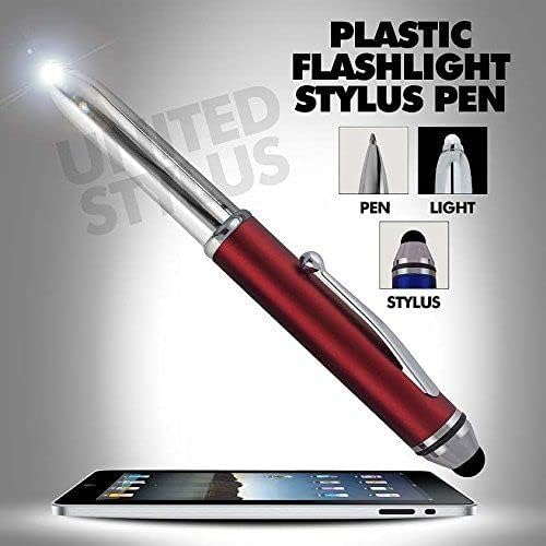 Promotional Pens with your Personalized Text or Custom Business Logo- Bulk 150 Pack- for Marketing, Parties, and Events, 3 in 1 LED Flashlight + Ballpoint Pen + Stylus for Touchscreen Devices, Green