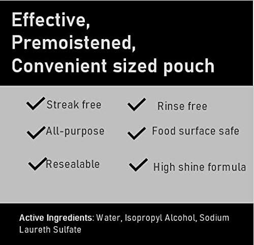 HandyClean Table Top And Counter Cleaning Wipes 1 Resealable Pouch of 80 Count 10.5" x 7.75" Pre-Moistened Wipes With High Shine Formula Perfect For Use at Home or Restaurants Clinics, and Office