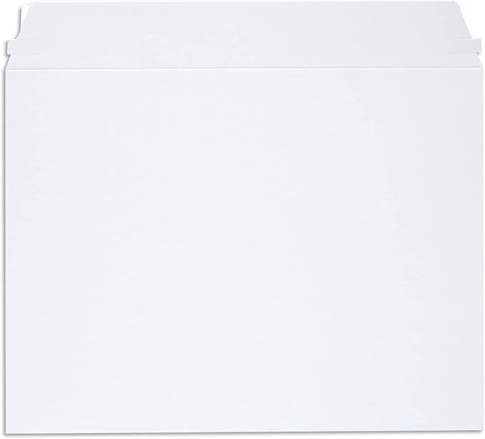 Juvale Mailing Envelopes - 9.5 x 12.5 in, White, 25-Pack - Rigid Flat Mailers with Peel & Seal Closure - Photo & Document Mailers - Cardboard Envelopes for Comic Book Shippers