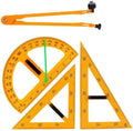 Magnetic Geometry Tool, Protractor, Triangle Rulers Easy Attachment Blackboard Measurement Kit, Teacher Board Protractor Multi-Purpose Kit Large Teaching Aids (Four-Piece Set)