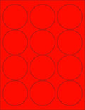 8-1/2 x 11" Neon Color High Light Fluorescent Labels for Laser & Inkjet Printer (RED Fluorescent, 2.5" Round - 12 Per Page | 1200 Labels)