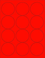 8-1/2 x 11" Neon Color High Light Fluorescent Labels for Laser & Inkjet Printer (RED Fluorescent, 2.5" Round - 12 Per Page | 1200 Labels)