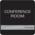 NapTags Conference Room Slider Signs (Black - Black Frame, 8" x 8")